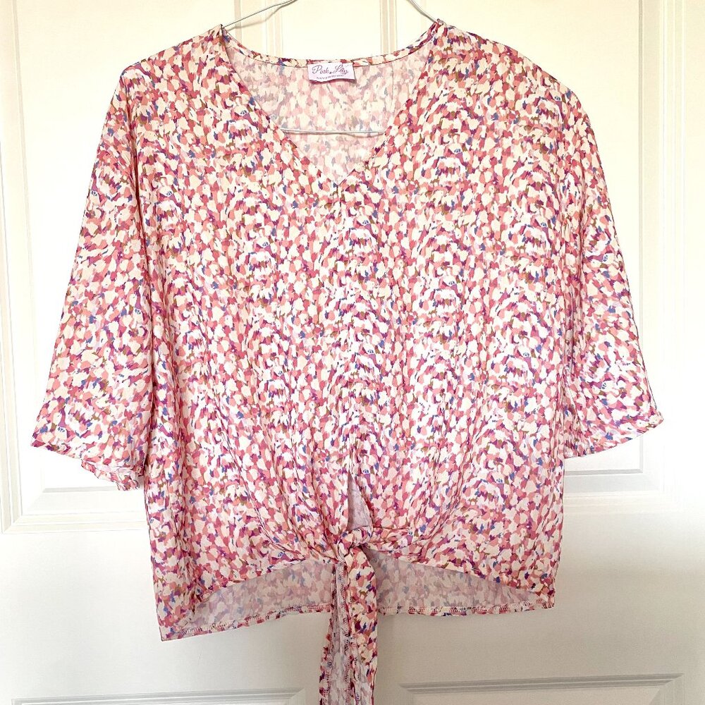 Pink Lily Pink Tie Blouse